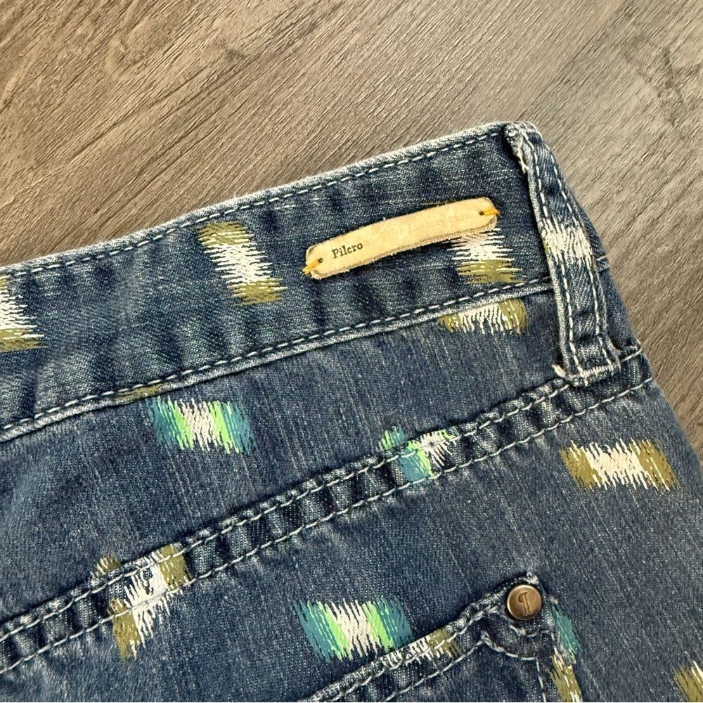 Anthropologie Pilcro Shorts 32 Waist Artstroke Print Boho Cotton Linen - Picture 6 of 12